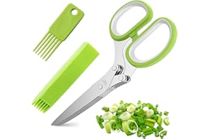 VIPMOON Multi Blade Scissors, Multipurpose Herb Scissors, Multipurpose Kitchen Cutting Shear with 5 Stainless Steel Blades and Safety Cover