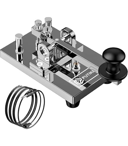 CW Morse Code Key - Chiave tascabile con codice Morse Telegraph Base in lega di alluminio grigia per radioamatoriali, tensione regolabile (rosso CW Morse Code Key - Chiave tascabile con codice Morse Telegraph Base in lega di alluminio grigia per radioamatoriali, tensione regolabile (rosso