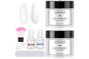 lofuanna Dip Powder Nail Kit-30g Clear&White Dipping Powder Starter Kit with 2 IN 1 Base&Top Coat and Activator,No UV/LED Needed,Easy Apply Nail Art Manicure Set for Beginners