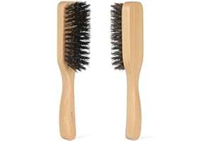 OEH Spazzola per barba, 100% setole di cinghiale, legno di noce nero naturale, pettine per barba, capelli, baffi, pennello da barba, spazzola per capelli viso