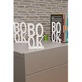 Risingmaber Dekoratif Beyaz Book Yazı Tasarımlı Kitap Tutucu Desteği Metal Kitap Tutucu (İkili Set) MK3B