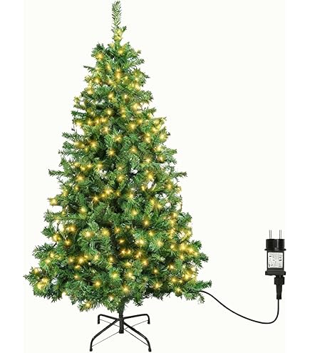 Sapin De Noël Fibres Optiques 150/180cm - Avec Lumières LED 8 Fonctions, Branches PVC Vert Et Pommes De Pin - Facile à Assembler