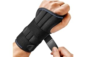 GLEEMEN Regulowany bandaż na nadgarstek, fitness dla mężczyzn i kobiet, z zapięciem na rzepy, podpórka na nadgarstek z metalową szyną, stabilizator na artretyzm, ochrona sportowa (L/XL, lewa ręka)