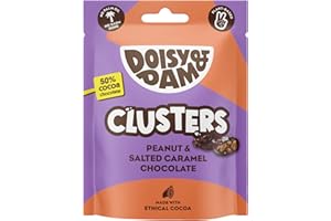 Doisy & Dam Dark Chocolate Peanut Clusters (7 x 80g Pack) | Crunchy Salted Caramel Chocolate Peanuts Sharing Bags | Single Origin | No Palm Oil | Vegan Ethical | Dairy-Free | Natural Ingredients