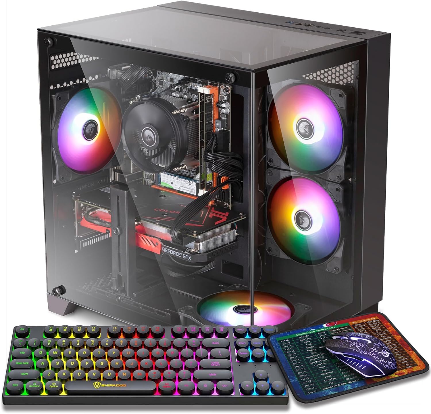 ZER-LON Gaming PC Desktop Computer, Core I7 up to 3.9GHz, Radeon RX 590 8GB GDDR5, 16G DDR3 RAM, 512GB SSD, WiFi 5.0, Prebuilt Gaming PC Tower Computer with 5 RGB Fan