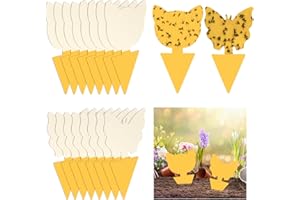 ROUCLO 16 Stück Fliegenfalle Gelbsticker Trauermücken Bekämpfen, Fliegenfalle Klebefalle Steckbare Fliegenfänger, Gelbtafeln für die Zimmerpflanzen Schädlingsbekämpfung (16 Stück)