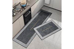 7VSTOHS Tappetini da Cucina 2 pezzi, Tappeto Cucina Antiscivolo, Antiscivolo Impermeabile PVC Tappeti da Cucina, Lavabile, Adatto per Corridoi, Cucine, Bagni, 40x60+40x120cm