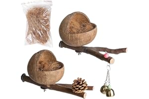 Dubbulon di Uccelli - Jungle Casa | per Uccelli in Guscio di Cocco Naturale | Rifugio per Uccelli, di Parrocchetto, Casetta per Uccelli in Cocco, per Pappagallo Pappagallini Parrocchetto