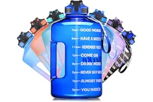 Sluxke Botella de deporte de 2,2/3,78 l, botella de agua grande, sin BPA, antigoteo, botella de agua para gimnasio, A6-azul., 3.8L