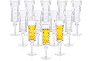 Soopiiso Vasos de chupito de cristal, juego de 12, 45 ml, tallados, para bebidas frías y especiales, Navidad y boda