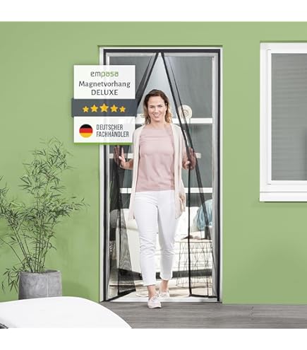 Flei Magnet Fliegengitter Tür – 75x190 Cm, Selbstschließend, Faltbar, Für Terrassen- & Balkontüren, Weiß