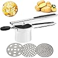 Ballery Schiacciapatate, Potato Ricer in Acciaio Inox con 3 colini sostituibili per Purè di Patate Liscie, Verdure E Frutta
