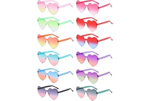 JIANGLAI Love Heart Shaped Sunglasses, Vintage 90s Color Transparent Rimless Sunglasses Women Girl for Mardi Gras Summer Party Beach