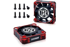 SURPASS HOBBY USA 2 Pack Aluminum Motor Cooling Fan 40mm,16000RPM RC Car Fan ESC Heatsink for 1/10 1/8 Brushless Motor RC Car (Black Red)