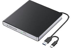 Kadlun Lettore CD DVD Esterno per PC Portatile USB 3.0 Type-C Masterizzatore CD/DVD +/-RW Drive CD ROM Unità DVD Esterne per Laptop Desktop Windows XP/Win8/Win10/ Win11/Vista Linux Mac10 OS (SY905)