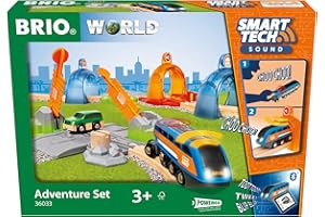 Brio World – 36033 Ensemble d'aventure sonore Smart Tech | Ensemble de Train en Bois 15 pièces pour Enfants à partir de 3 Ans