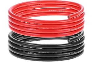 QWORK® 8 AWG 8,3 mm² silikonkabel - 1,5 m svart och 1,5 m röd - elektrisk kabel 1 650 trådar koppartråd förtennad för RC bil