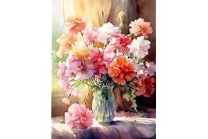 CICISTORY Dipingere Con i Numeri Bambini e Adulti, Painting by Numbers Kit, Colorare Con i Numeri Con Pennelli e Colori Acrilici,Senza Cornice 40X50 cm Bella Peonia