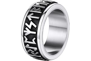 Supcare Anillo Giratorio Mujer Anillo Hombre Alfabetos Runas Vikingas Anillos de Dedo Hip Hop Pop Hombre Acero Inoxidable 316L Caja de Regalo para Cumpleaños San Valentín