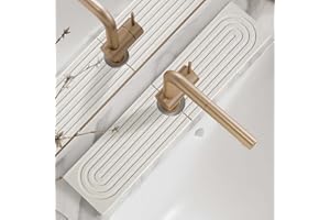 BDYLYS Stone Drying Mat for Kitchen | Ultra-Absorbent Diatomite Sink Mat | Premium Stone Splash Guard for Kitchen & Bathroom Faucets | Quick-Dry Countertop Protector (white, 40 * 10cm)