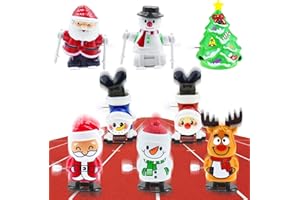 DRUUZYL Aufziehspielzeug Weihnachten 8 Stück Figur Uhrwerk Spielzeug Aufziehfigur Adventskalender Füllung, Lustiges Weihnachts Wind Up Skifahren im Kreis Springspielzeug Mitgebsel für Weihnachten für Kinder