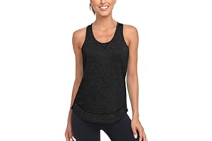 WOWENY Sport Débardeur Femme Fitness Shirts Femme Gym Sport Shirt Workout Tank Top, sans Manches Entraînement Jogging Running Yoga Shirt, Mesh Retour Respirant Confortable