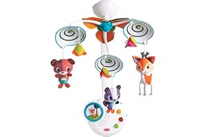 Tiny Love Classic Mobile, Developmental Cot Mobile, Newborn Baby Mobile with Music, Suitable from Birth, 0-24 Months, 3 Melodies, Into the Forest
