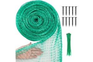 BRINNY Siatka chroniąca przed ptakami, 4 m x 10 m, z 30 opaskami kablowymi, 10 hakami w ziemi, o drobnych oczkach, wytrzymała, zielona, siatka na liście, siatka na staw, drzewo owocowe, gołębi, siatka