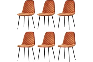 AINPECCA Set of 6 Velvet Dining Chairs Fabric Upholstered seat with Metal Legs Dressing Lounge Home (Orange, 6)