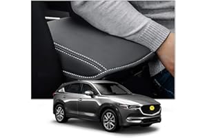 CDEFG Compatible with Mazda CX-5 CX5 KF 2017-2022 2023 Armrest Cover, Centre Console Box Lid Leather Anti-scratch Comfortable Microfiber Car Protector Interior Accessories (White Line)