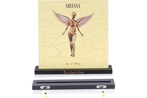 Decibelvibe Vinyl Record Shelf in Wood, Now Playing Vinyl Record Stand, Vinyl Record Wall Mount, to Showcase your Favorite Vinyls Record, Single and Double Vinyl Display. (Black)