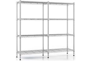 Himimi Estantería de alambre resistente de 4 niveles, 152 x 35 x 152 cm, estantería de metal ajustable, estante de almacenamiento de gran capacidad para garaje, despensa, cocina, cobertizo, lavadero