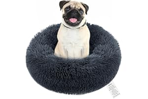 OKPOW Donut Hundebett Fuer Kleine Hunde: Flauschig Welpenbett Rund Kuscheliges - Anti Angst Katzenbett Comfy - Plüsch Haustierbett Waschbar