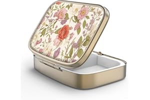 HION Pillendose Pillendose mit Spiegel Retro 2 Fach Kleine Pillendose Bronze rechteckig Pillendose oder Vitamine, Fischöl, Nahrungsergänzungsmittel, Pillen enthalten