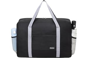Carbrea Cabin Bag 40x20x25 for Ryanair Easyjet Airlines Underseat Foldable Travel Duffel Bag 25L Hand Luggage Bags Carry On Tote for Overnight Weekend Men and Women - Black