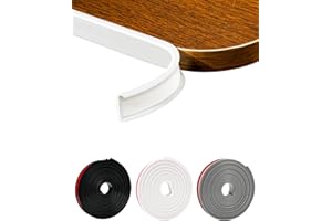 JSIWOTH U-Shape Veneer Edge Banding, 5M Self Adhesive Edge Trim, Flexible TPE Edge & Corner Protector for Shelves, Furniture, Countertop (15mm, White)