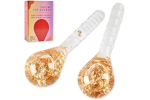 ‎LAZZYBEAUTY Ice Globes für Gesicht, Gesichtsmassager Kühlkugel Gesichtsroller Facial Globes Glättung von Falten, Aufhellung von Flecken, Straffung der Poren, Skincare Tools für Frauen und Mädchen, Glitzer Gold