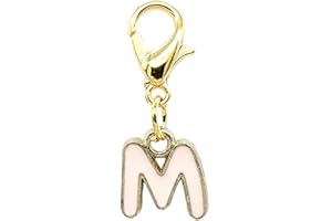 JewelleryJoy Clip On A-Z Alphabet Initial Letters Pink Gold Charms Pendant for Bracelet Necklace in Organza Gift Bag