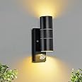 Allesgute Outdoor Wall Lights Dusk To Dawn Sensor IP44 Up And Down Outside Lights Mains Powered 240V Stainless Steel With 2X 5W GU10 Bulbs Cool White On