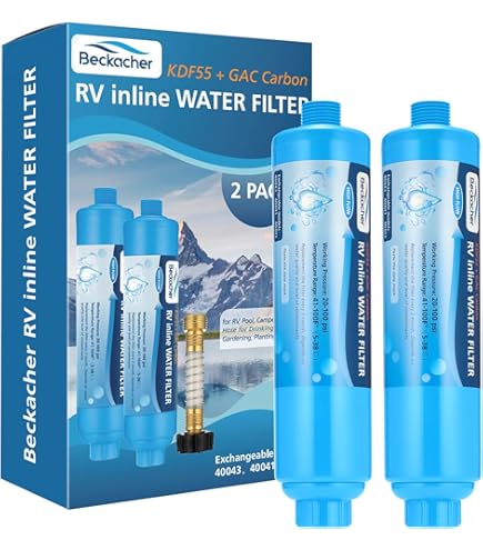 Great Value RV Water Filter 2 Pack For RV/Marine/Camping/Garden/Bathtub Use, F200-2, Activated Carbon Block, White