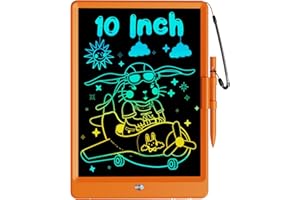 Bravokids Tavoletta Grafica Bambini 10 Pollici, Lavagna Magnetica per Bambini, LCD Lavagna Cancellabile Bambini, Giochi educativo Regali di Compleanno per 3 4 5 6 7 anni Ragazzi e Ragazze (Arancione)