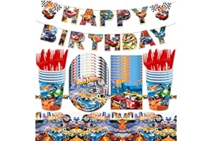 NESLOONP Geburtstagsfeier,Auto Kindergeburtstag Geschirr,62 Stück Pappteller Kindergeburtstag Mädchen Set,Wiederverwendbare Pappteller Geburtstag Tischdekoration für 10 Gäste