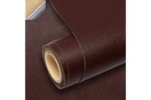 LELEWANGLUO Patch de Réparation en Cuir, 60 * 200cm Patch Reparation Cuir Autocollant, Simili Cuir Adhesif Pour Canapé, Siège, Vestes, Artisanat (Marron foncé)