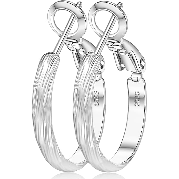 thumbnail image 2 of LOUMILEO 4mm Wide Large Silver Hoop Earrings 2 of 12