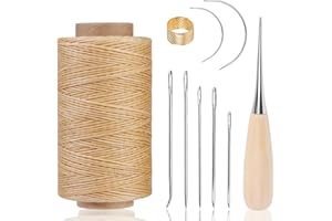 BENLAY Kit De Couture De Fil Ciré En Cuir De 250 M Comprenant Une Aiguille De Fil à Coudre, Un Kit De Réparation De Tapisserie D'ameublement En Cuir Pour La Couture Et La Réparation (Couleur naturelle)