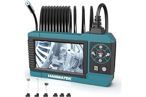 HANMATEK Endoscopio Industrial, Cámara Endoscópica con Sonda de Inspección 8mm, Pantalla TFT 4.3" 1080P, Cable 5m Impermeable IP67, 8 Leds Ajustables, Recarga USB-C, Rotación 180° - IE01