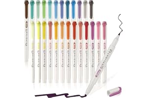 ABEIER Highlighter Pens Set, 25 Pastel Colours Dual Tip Highlighters, Chisel and Fine Tips, Macaron Colors, Water-Based, Quick Dry, Warm Assorted Colours for Adults