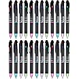 JOVITEC 24 Pack Retractable Ballpoint Pens Multicolor Pens 4 Colors Ink Black, Blue, Red and Green Gel Ink Ball Point Pens