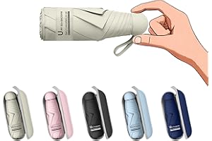 BAODINI Mini parapluie de voyage pour sac à main avec étui Petit parapluie compact de poche léger avec protection contre les UV pour les femmes, les enfants et les hommes
