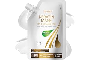 VITAMINS Hair Cosmetics Keratin Hair Mask for Damaged Hair - Protein Keratin Treatment Deep Conditioner for Dry Locks - Collagen Biotin & Castor Oil Repair Dryness & Enhance Shine - 100 ML